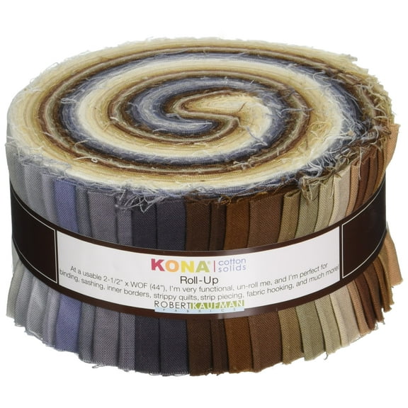Robert Kaufman Kona Cotton Solids Neutrals Roll Up 2.5" Precut Fabric Quilting Strips RU-233-41