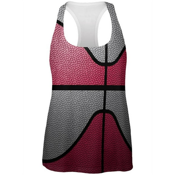 Championship Basketball Red and Silver All Over Womens Work Out Tank Top Multi 2XL