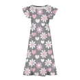 thumbnail image 3 of Zpanxa Robes Florales pour Filles Été Manches Courtes Manches Volantées Col Rond Imprimé de Fleurs Taille Poche Robe Superposée Polyester Spandex Multicolore 6-7 Ans, 3 of 5