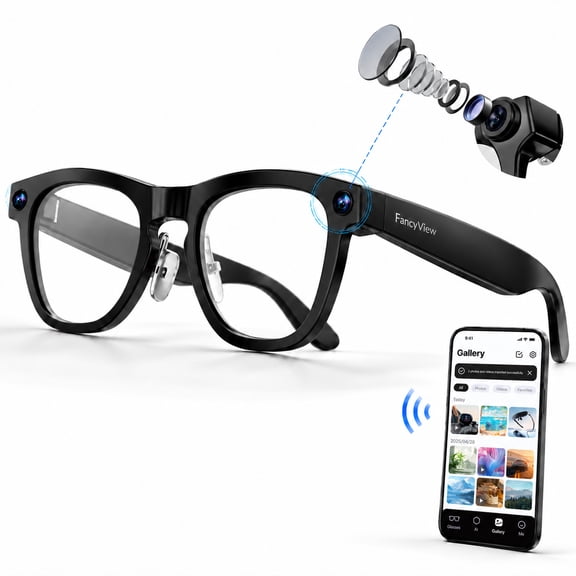 AI Smart Glasses with Camera, 8MP HD Photo/1080P Video Recording, Open Ear Audio Bluetooth Glasses for Men & Women, Voice Assistant, Real Time Translation, Hands Free Calls, Vlog, Travel, Work