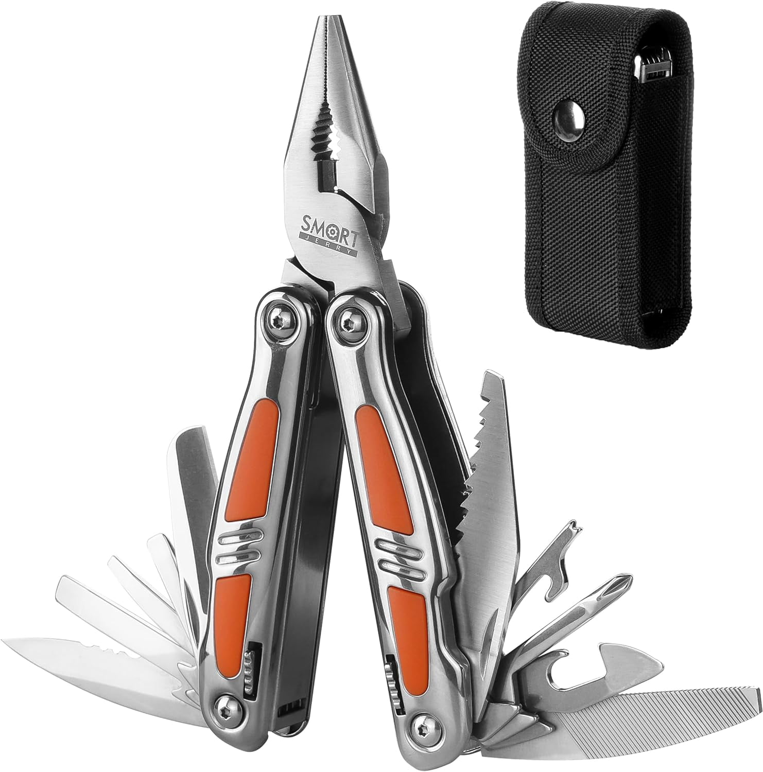 HRTGFD-14-in-1 Multitool Pliers with Sheath | Self-Locking Foldable Multi Tool for DIY, Home, Garden, Camping | Stainless Steel EDC Pocket Knife | Gifts for Men, Dad, Husband​