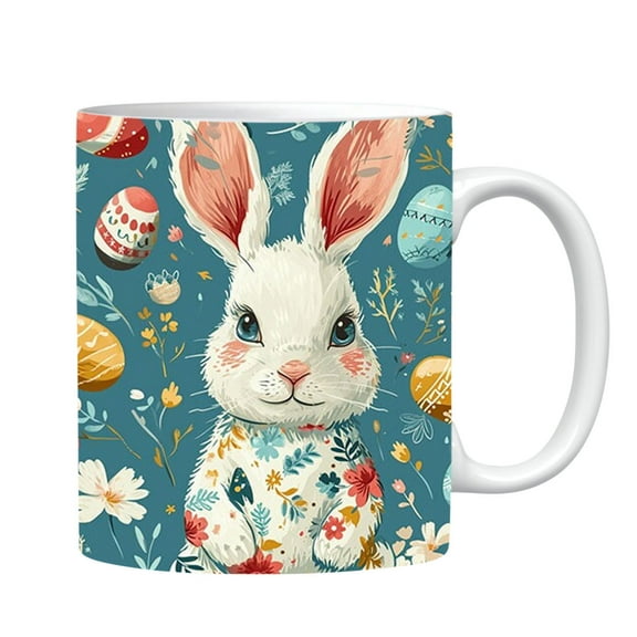 Deeceymbur Ceramic Coffee Mark Cup Easter Bunny Themed Ceramic Coffee Mug, Festive Ambiance Decoration, Ideal for Home and Parties C