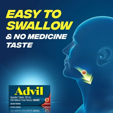 Advil Pain and Headache Reliever Ibuprofen, 200 Mg Coated Tablets, 10 Count