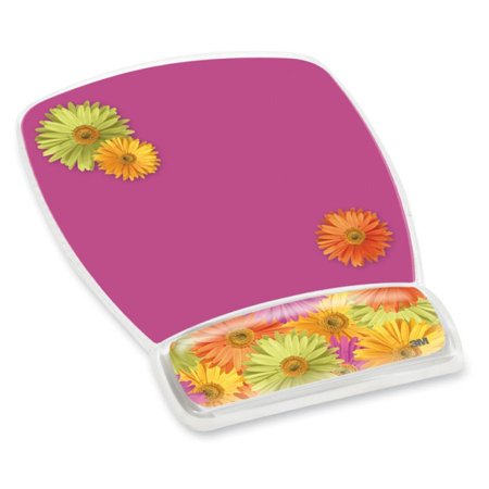 - 3M Fun Design Clear Gel Mouse Pad Wrist Rest, 6 4/5 x 8 3/5 x 3/4, Daisy Design