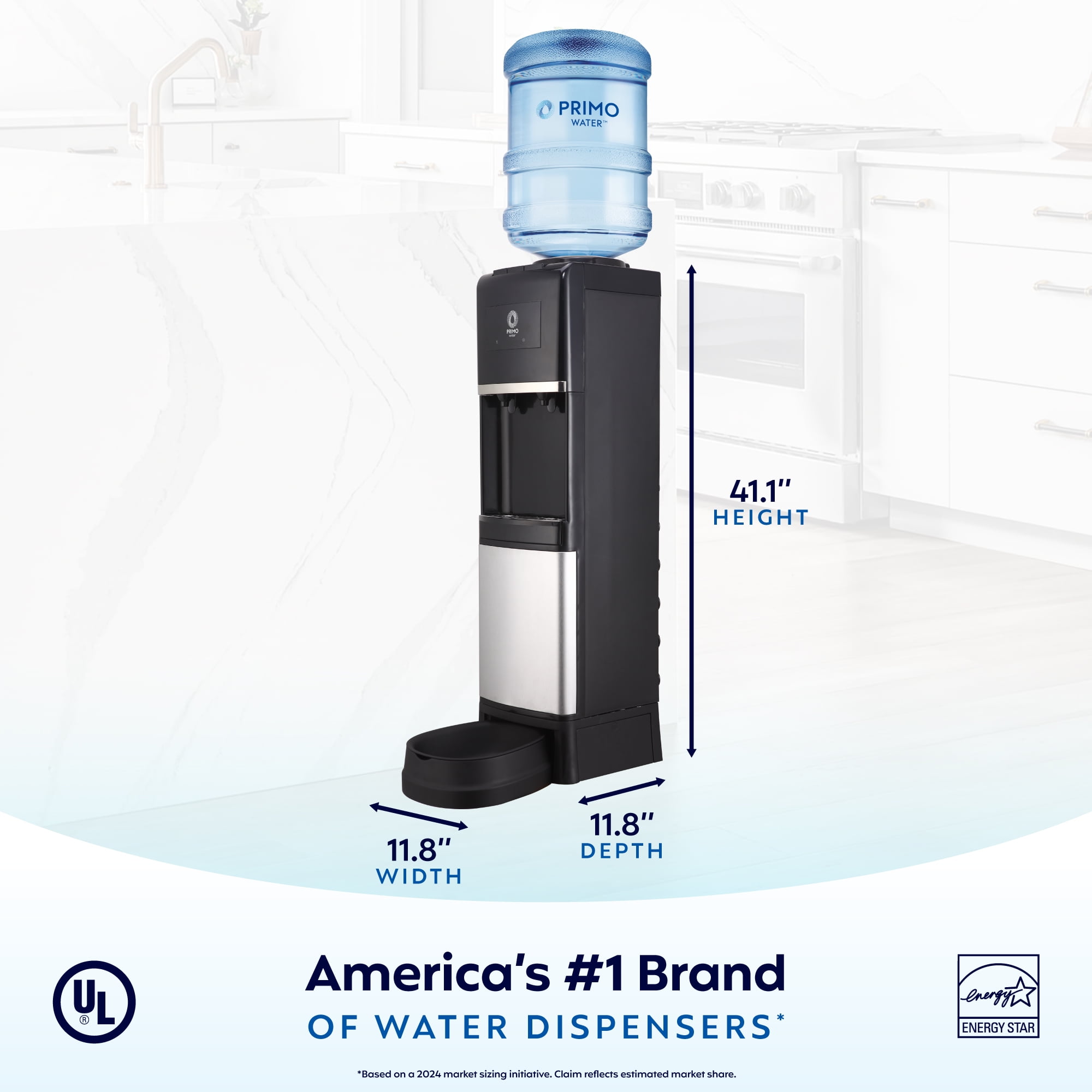Primo Water® Top Loading Pro 2 Temp Water Dispenser with Pet Station, Black & Stainless Steel