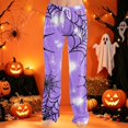 thumbnail image 2 of Domzest Halloween Pajama Pants Women Halloween Graphic Wide Leg Pj Bottoms Drawstring Elastic Waisted Funny Sleepwear Blue L, 2 of 6