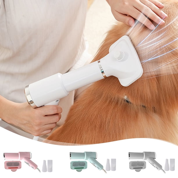 Secador de Pelo para Mascotas con Peine de Púas y Dos Cabezales de Soplado para Perros y Gatos Pequeños y Medianos - Secador de Pelo con 3 Configuraciones de Calor, Material Abs, Diseño Portátil