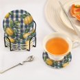 thumbnail image 3 of Yayeee 6 PCS Drink Coasters with Holder Set Woven Absorbent Round Tabletop Hot Pad, Cartoon Beige Lemon, 3 of 7