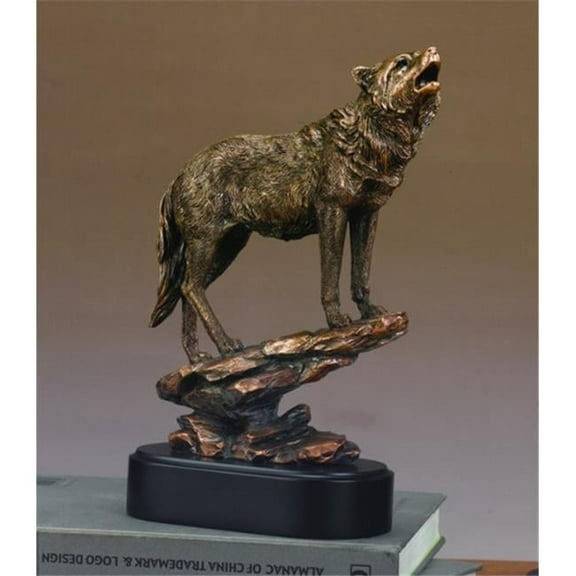 Marian Imports F53206 Wolf On Incline Bronze Plated Resin Sculpture