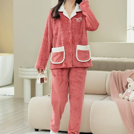 

JNGSA Long Sleeve Nightgowns For Women Womens Robes Long Ladies Coral Warm Pajamas Set Flowers Print Long Sleeve Cardigan Pocket Homewear Clearance