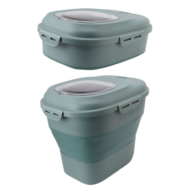 Recipiente De Almacenamiento De Alimentos De Arroz De Gran Plegable Con Taza De Medición Rueda Rodante Bin Sellable Container