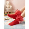 thumbnail image 3 of 1 Pair Girls Socks Children Ruffle Pleated Lace Princess Baby Socks, 3 of 4