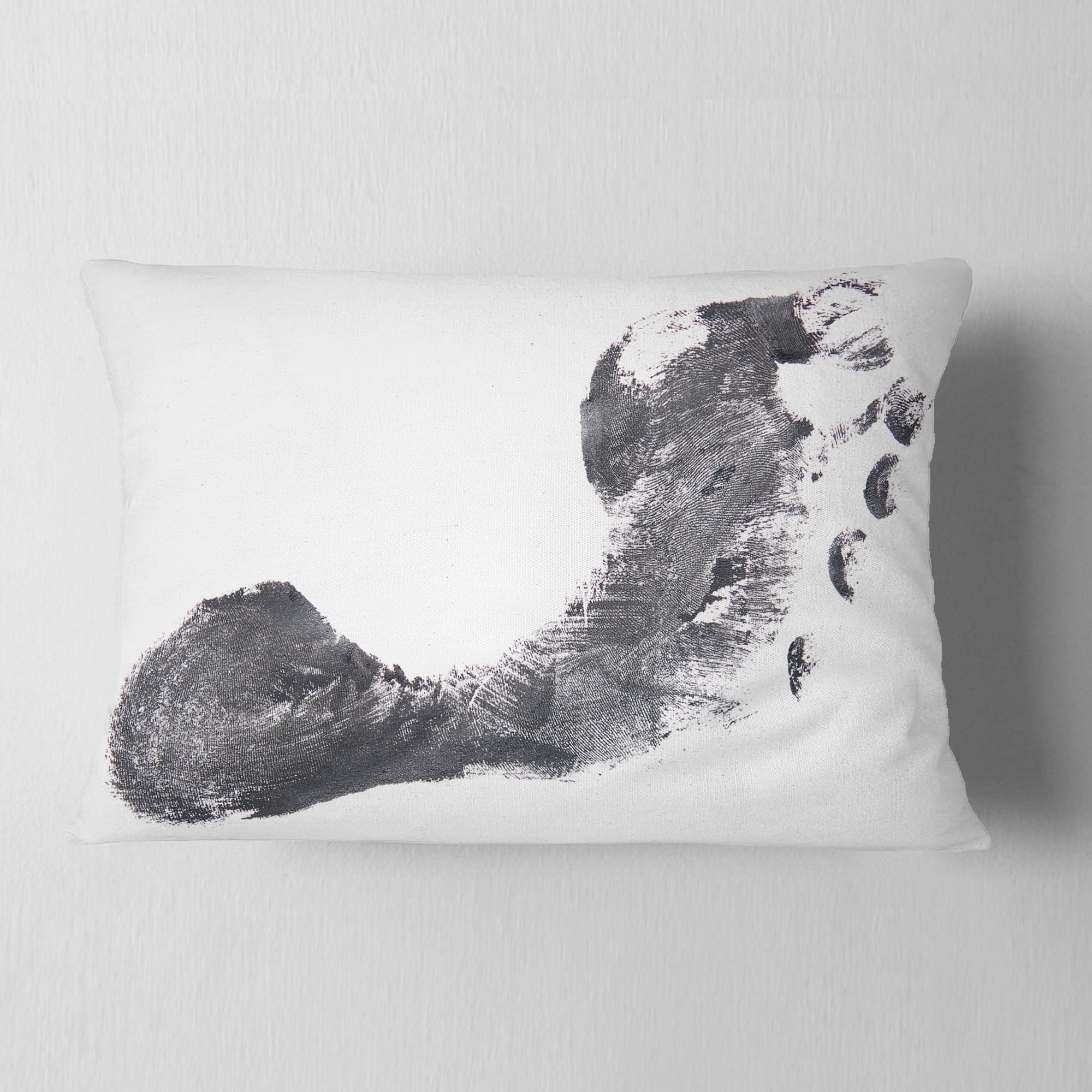 Designart Black and White Footprint Design - Portrait Throw Pillow - 12x20