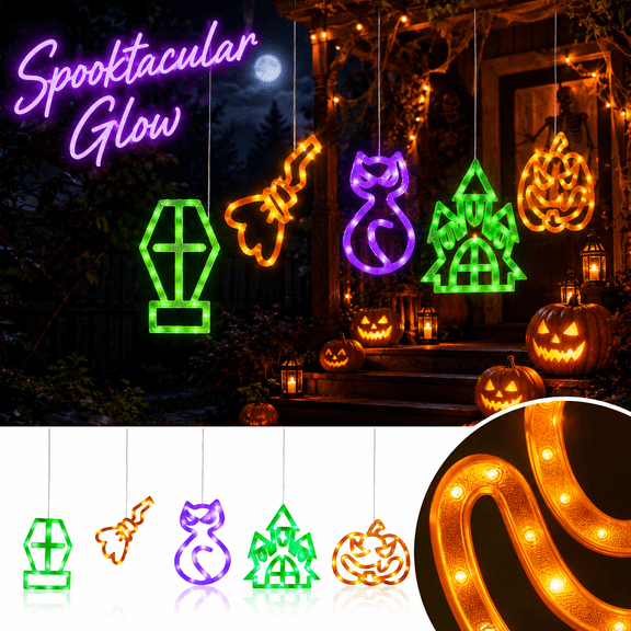 Window Lights Halloween LED Hanging Decor Glow Party Decor