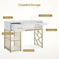 thumbnail image 5 of BarberPub Makeup Vanity Desk with Display Drawer, Storage Shelf, Nail Desk with Glass Top, 5 of 7