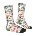 thumbnail image 2 of Goofa Watercolor Floral With Butterflies Printed Men's Crew Socks, Soft Durable Breathable Moisture-Wicking with Odor Control Cotton socks, 2 of 9