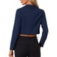 thumbnail image 3 of BLAZER CORTO DE NEGOCIOS PARA MUJERES CON MANGAS LARGAS Y DELANTERO ABIERTOS, CON SOLAPA CORTADA, TAMAÑO S, AZUL OSCURO, 3 of 6