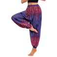 thumbnail image 4 of SWSMCLT Women's Boho Pants Harem Beach Baggy Trousers Print Bloomer Yoga Hippie Drawstring Elastic Waist Aladdin Indian Thai Bohemian Cinch Bottom Patterned5 One Size, 4 of 5