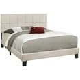 thumbnail image 2 of Transitional Queen Bed With Elegant Beige Linen Headboard Bedroom Frame Padded, 2 of 6