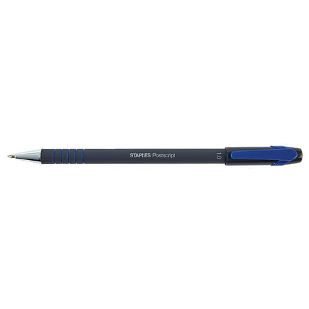 Staples Postscript Ballpoint Stick Pens Medium Point Blue Dozen (18271)