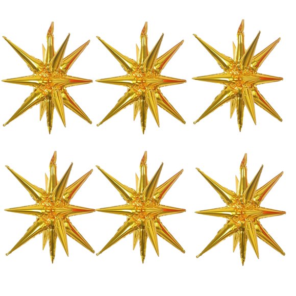 Globos de aluminio ZSYLYTKV Gold Star de 14 puntas y 22 pulgadas, paquete de 6
