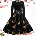 thumbnail image 2 of Kcodviy Robes Vintage à Manches Longues pour Femmes Décontractées Col Rond Noël Ménagère Femmes Robes Maxi Été Soirée Fête Bal Fête Robes d'Automne pour Femmes Robe de Plage, 2 of 3