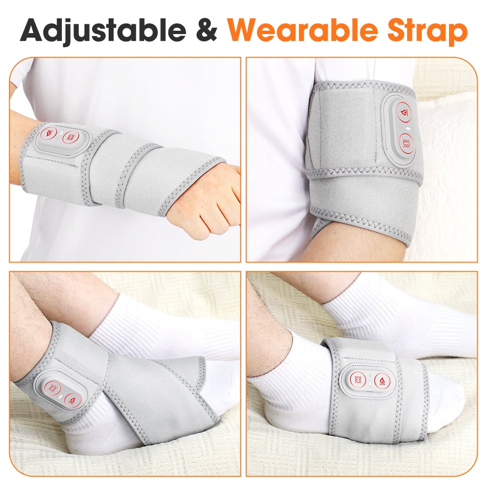 Cordless Wrist Heating Pad Wrap with Vibration,Rechargeable Wrist Brace with Heat,3000mAh Portable Heated Wrist Massager with 3 Heat Levels & 3 Vibration Modes,Adjustable Wearable Wrap for Office