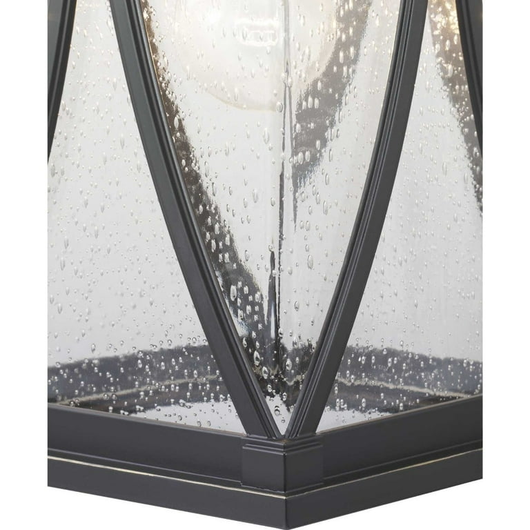 Progress Lighting Haslett 1-Light Outdoor Wall Lantern – Clear Seeded Glass, Antique Pewter, Farmhouse Coastal Style