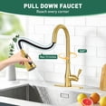 thumbnail image 3 of Akicon Kitchen Faucet with Pull Down Sprayer, 3-Function Kitchen Sink Faucets with Deck Plate, Fits 1-Hole and 3-Hole Sinks, Single Handle 304 Stainless Steel, Brushed Gold, 3 of 9