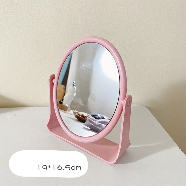 Espejos de maquillaje con soporte de escritorio Ins, bonitos espejos de tocador rectangulares ovalados giratorios para mujer, decoración del dormitorio y el hogar