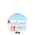 thumbnail image 2 of Summer Beach Welcome Sign Plaque – Hanging Door Decor for Parties & Celebrations, Includes No Trace Hook & Jute Rope, 2 of 5