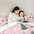 thumbnail image 6 of Feelyou Christmas Tree Kids Bedding Comforter Set, Funny Xmas Snowman Twin Comforter Sets, Pink Snowflake Print Reversible Bedding Set, Breathable Home Decor, 2 Pieces, 6 of 9