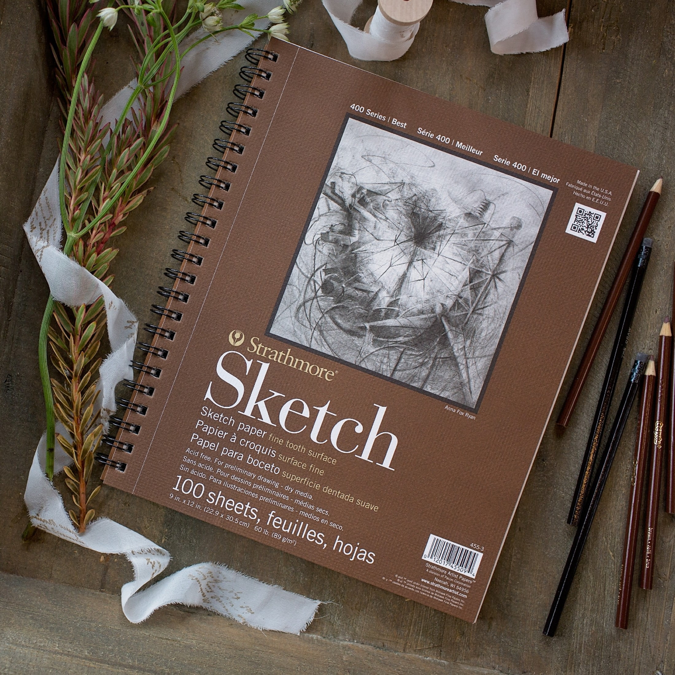 9x12 Spiral Sketch Paper Pad Dots 100 Sheets - Strathmore
