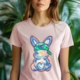 thumbnail image 5 of Unisex Bunny Graphic T-Shirt – Pastel Brushstroke with Cap Design, Graphite Heather, Size 5XL, 5 of 6