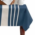thumbnail image 4 of Navy Blue Beige Striped Table Cloth Waterproof Tablecloths, Modern Farmhouse Retro Lines Tablecloth Dining Table Cover for Kitchen Party Tabletop Outdoor, Rectangle Tablecloth 60x102 Inch, 4 of 9