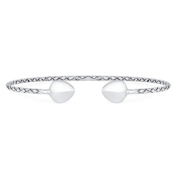 Western Arrow Heart Tips Twist Design Stackable West Indian Bangles Bracelet for Women Teens Solid .925 Sterling Silver Strong 7.5 Inch Wrist