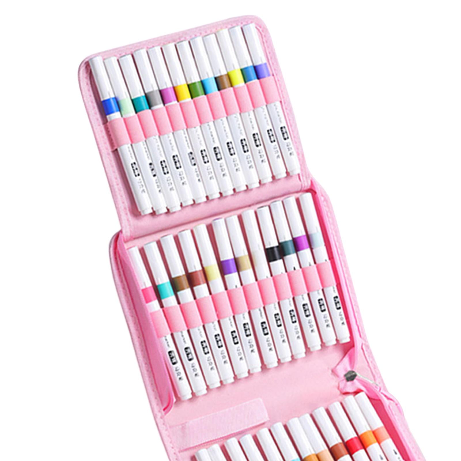 Tachiuwa 48 Pieces Acrylic Paint Markers Drawing Markers Brush Tip Marker Pen Set Acrylic Paint Pens with Carry Case for Stone Ceramic