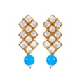 thumbnail image 3 of Crunchy Fashion Elegant Golden Pink Royal Blue Stone Studded Kundan Necklace Set With Earring, 3 of 5