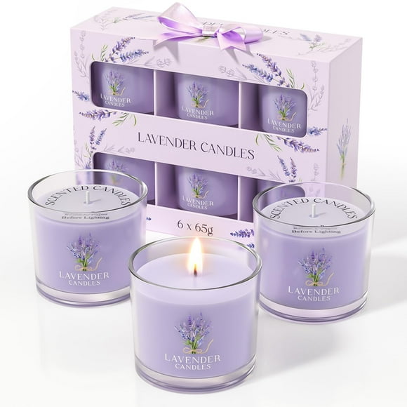 Candle CHILLFLAME 6 velas votivas con aroma a lavanda, 414 ml