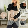 thumbnail image 3 of SWQZVT Long Sleeve Shirts for Women Fall Tops Crew Neck T Shirts Casual Loose Fit Tunic Tops Trendy Fashion Black Block Blouses Tee for Legging Twist Knot Pullover Sweatshirts Size XL, 3 of 5