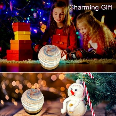 

Kotyreds USB 3D Planet Lamp Wooden Case Desktop Decorative Lights Gifts for Wedding Party