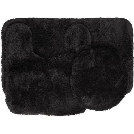 Mainstays Nylon 3 Piece Bath Rug Set, Black