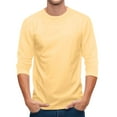 thumbnail image 6 of Gaukiv Men's Three Quarter Sleeve Shirts Raglan Crew Neck Shirts Solid Color Baseball Tops Yellow XL, 6 of 7