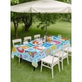 thumbnail image 4 of Outdoor Tablecloth with Umbrella Hole for Patio/Picnic/Party/Camping, Children's Day Waterproof Table Cloth Rectangle Table Cover Washable, Cartoon Cute Watercolor Truck Cat Blue (54"x 80"), 4 of 8