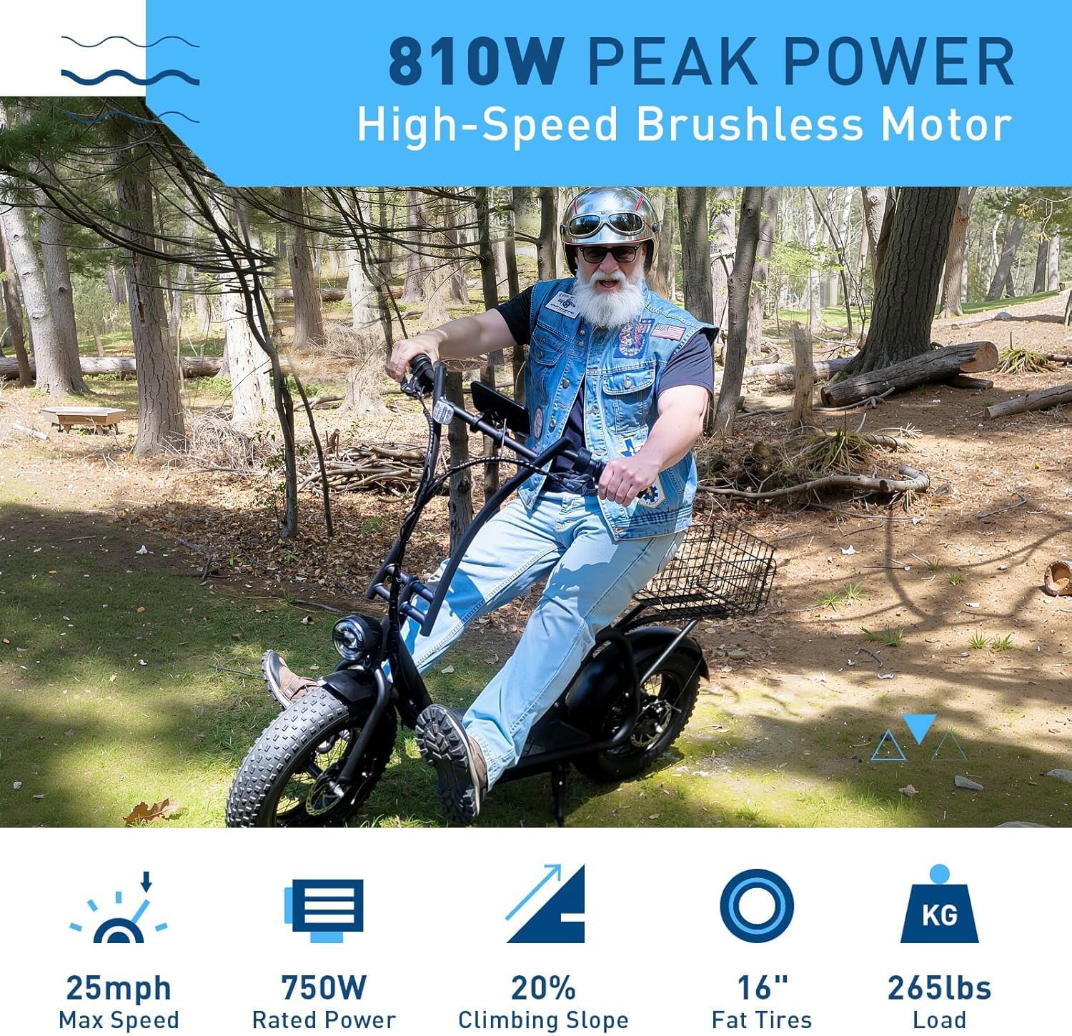 Hiboy Adult Electric Scooter with Seat & Basket | 810W Motor | 25MPH & 34-Mile Range | 16" All-Terrain Tires | Commuter & Off-Road Scooter | UL2272 Certified