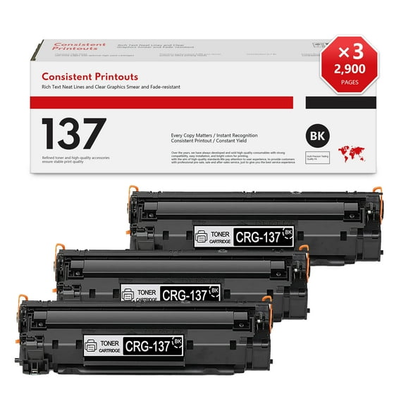 137 Toner Cartridge : CRG-137 Toner Replacement for Canon ImageClass MF212w MF216n MF217w Printer, 3 Black