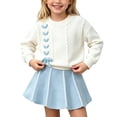 thumbnail image 3 of ITSAME Girls Outfit Set Knit Long Sleeve Pullover Top and Skirt 2-Piece Fall Winter Comfy Casual Set Sky Blue Size 2T, 3 of 6