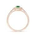thumbnail image 2 of Angara Natural 0.4 Ct. Emerald with Diamond Halo Ring in 14K Rose Gold for Women (Ring Size: 3.5), 2 of 10
