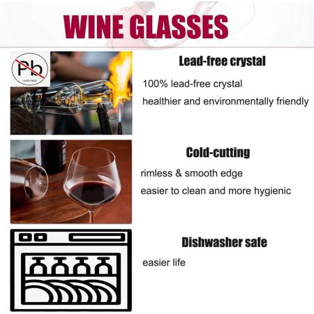 Wine Glasses White And Red Non Leaded Crystal Hand Blown Thin Rim Lipless Long Stem Burgundy 15 Ounces Set Of 6 Walmart Com