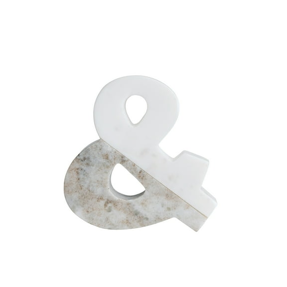 Bloomingville Decorative 2-Tone Marble "&" Figurine, White and Beige